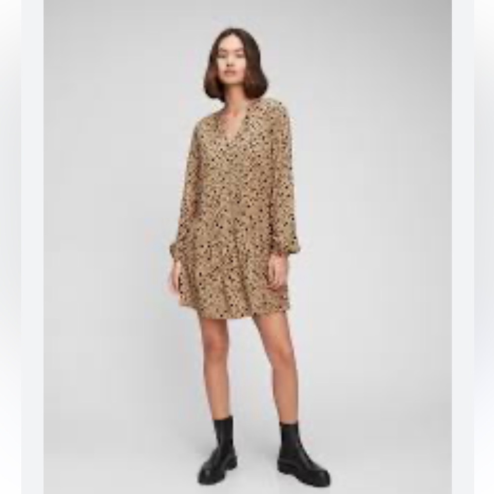 Gap Factory Cheetah Print V-neck Long Sleeve Minidress